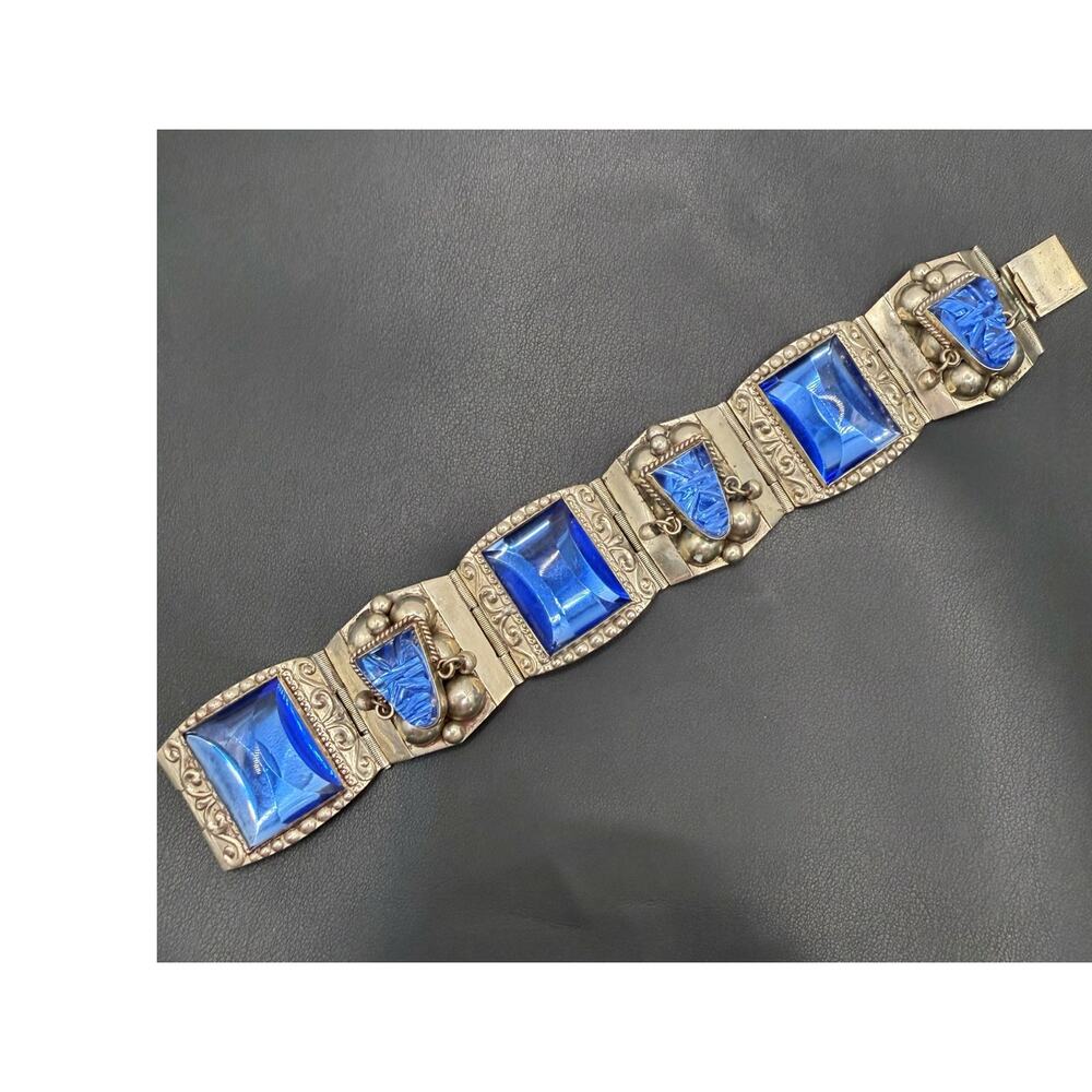 Vintage Mexico Taxco 925 Multi Panel Story Bracelet-Marked - Picture 7 of 11